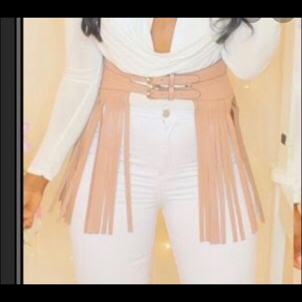 COPY - Bcbg beige fringe belt